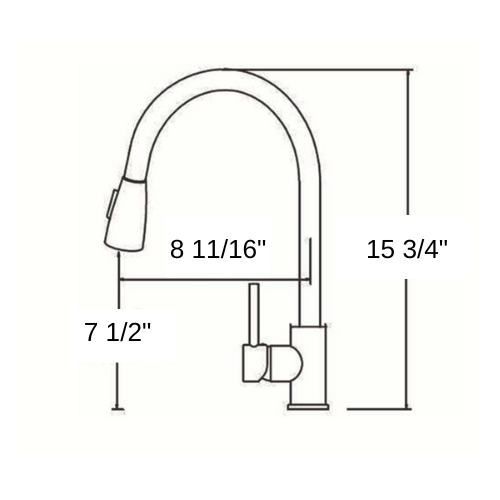 Kitchen Faucet 15 3/4" Deck Mount Pull Down Shower Head American
